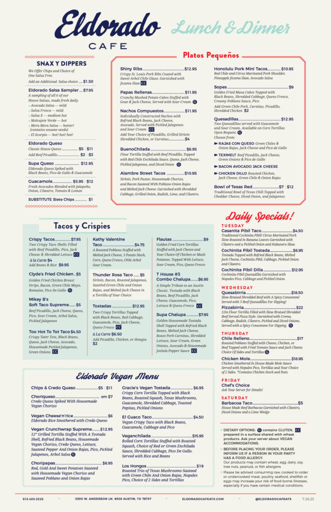 Menus – Eldorado